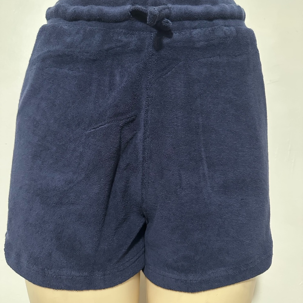 Kensington Navy Blue Towel Terry Long Sleeve sweatshirt and shorts set - Picture 12 of 14